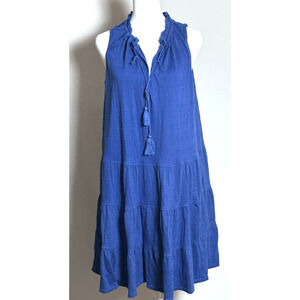 Max Studio Blue Dress Size‎ L Cottagecore Boho Whimsy Summer Dress Lightweight